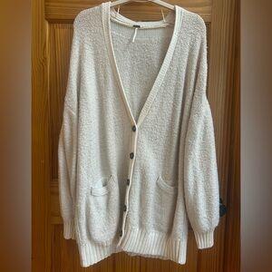 Free People Cream Button-Up Cardigan